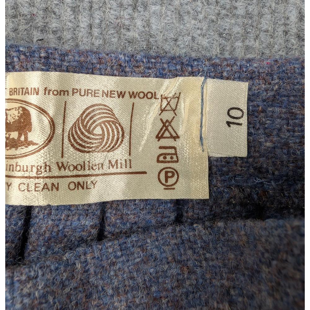 Edinburg Woollen Mill Skirt Suit Set Women 10 3 Piece Vintage Blue Pleated Retro - Picture 16 of 16